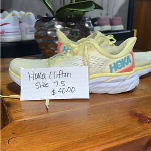 Hoka Clifton Yellow Athletic Shoes